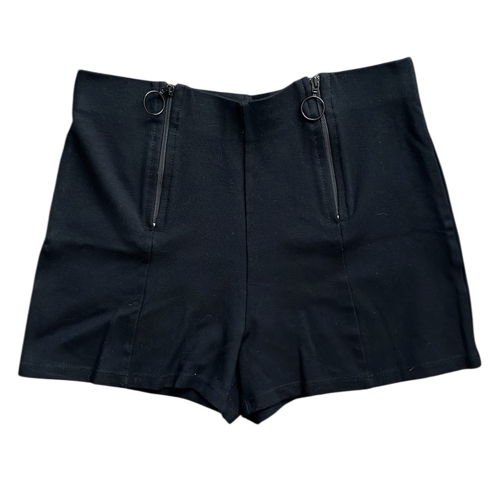 BlueSteel Black Double Zipper High Rise Shorts